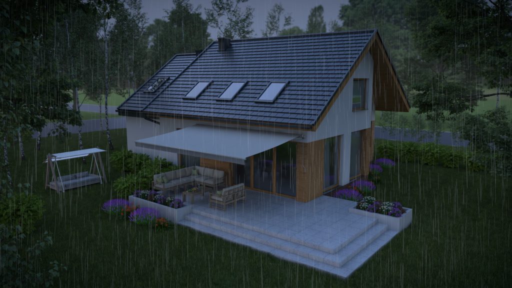 Markiza_Deszcz Wizualizacja 3D Markiza Wizualizacja 3D