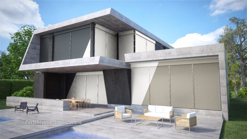 Żaluzje_Animacja_3D_Domek Żaluzje Animacja 3D Budynek Exterior