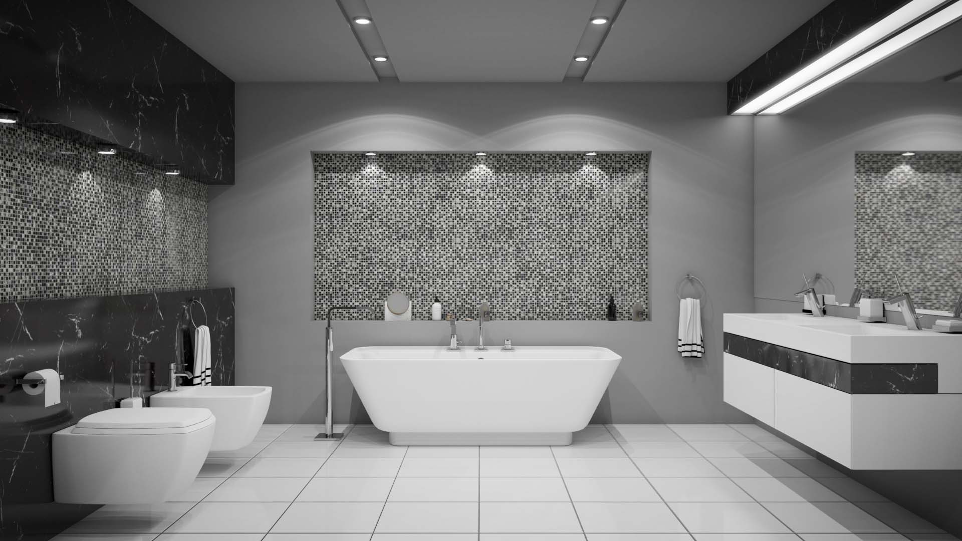 Wizualizacja 3D 艁azienka Kafelki