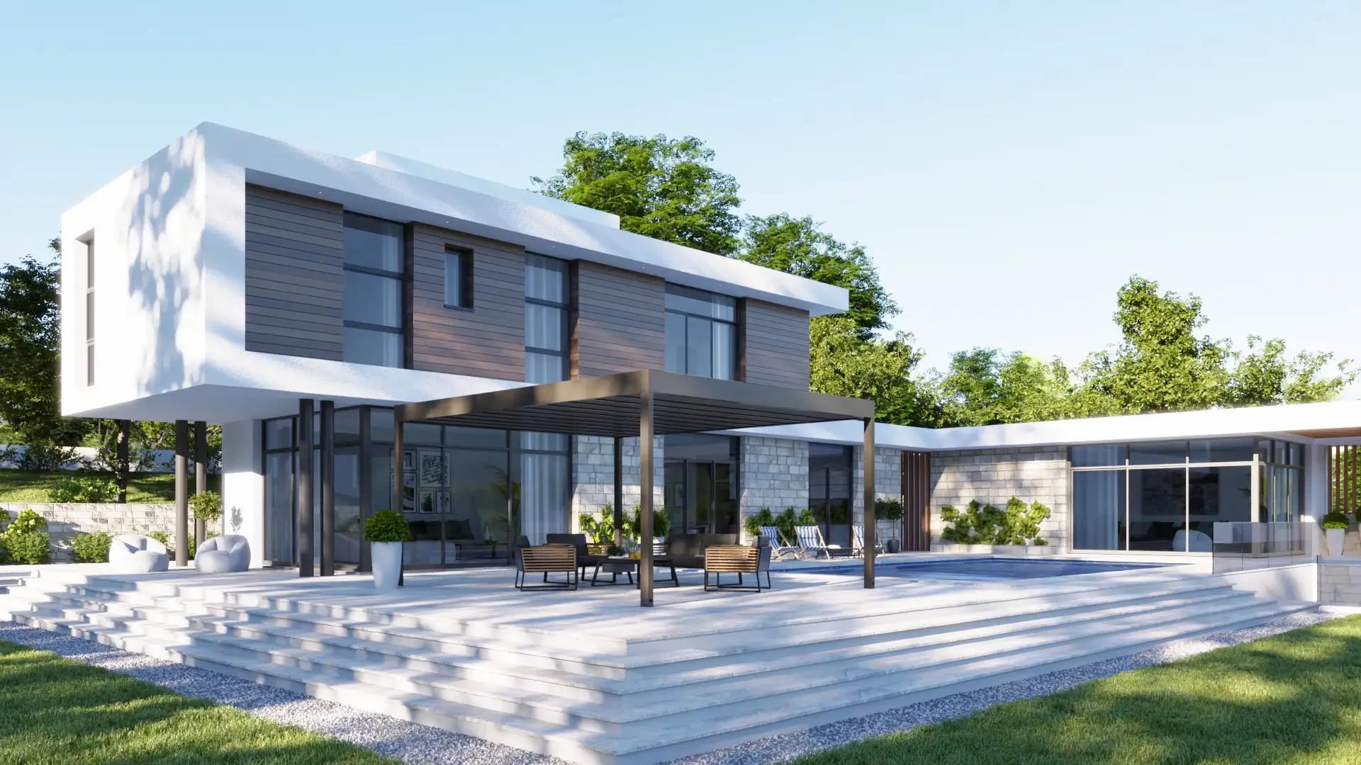 Animacja 3D pergoli ogrodowej