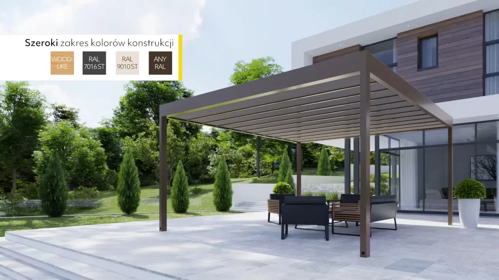 3VO Studio Aninmacja 3D Tarasola Cubic 002 Zakres kolorów pergoli ogrodowej