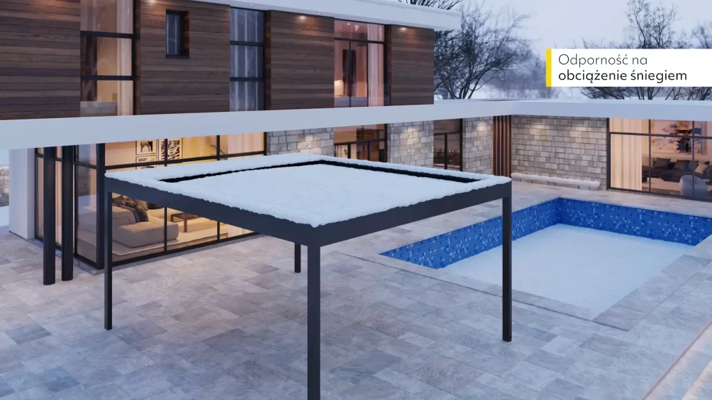3VO Studio Aninmacja 3D Tarasola Cubic 009 Pergola ogrodowa - obciążenie śniegiem, wizualizacja 3D