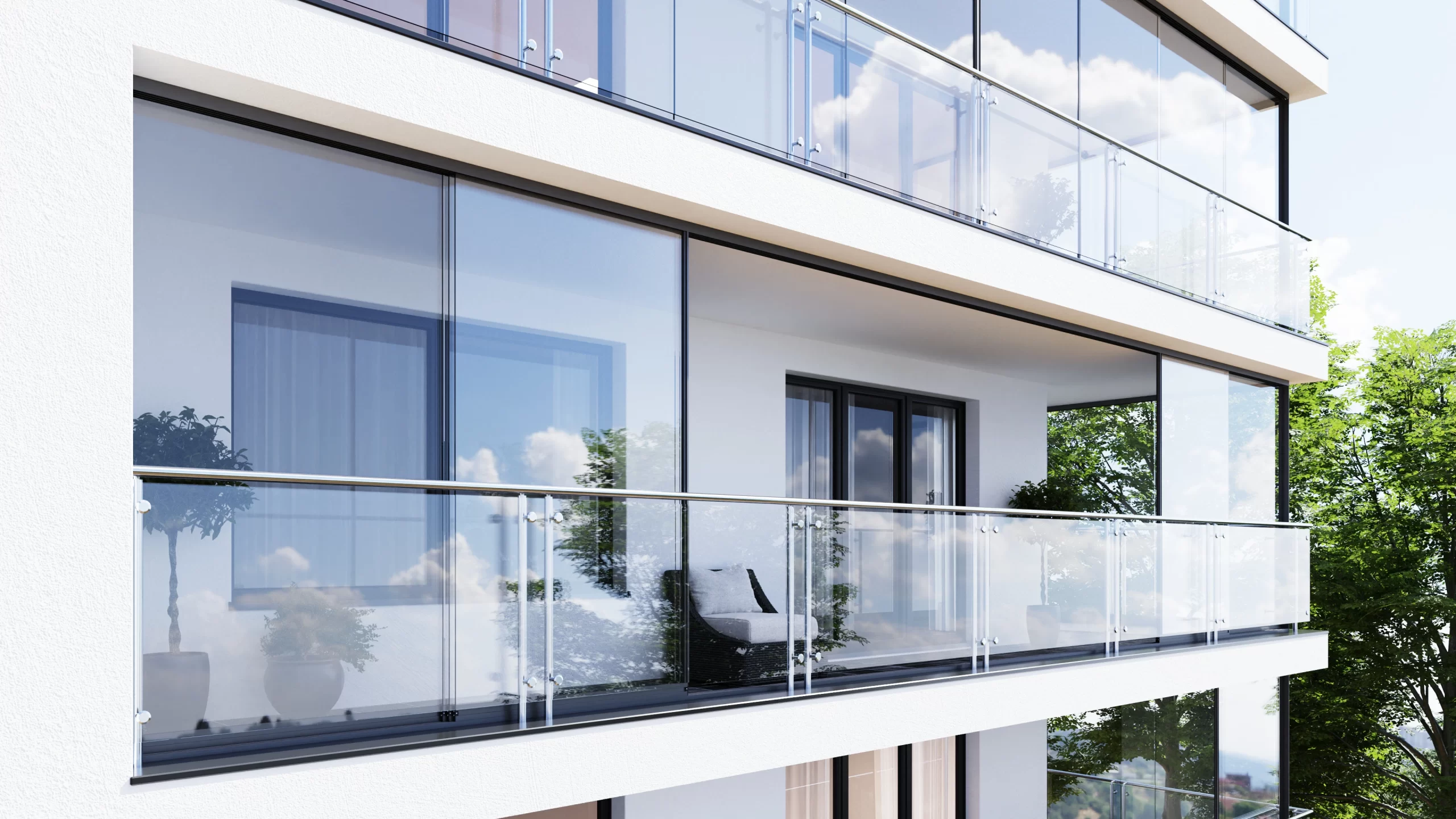 Panele szklane wizualizacja 3D