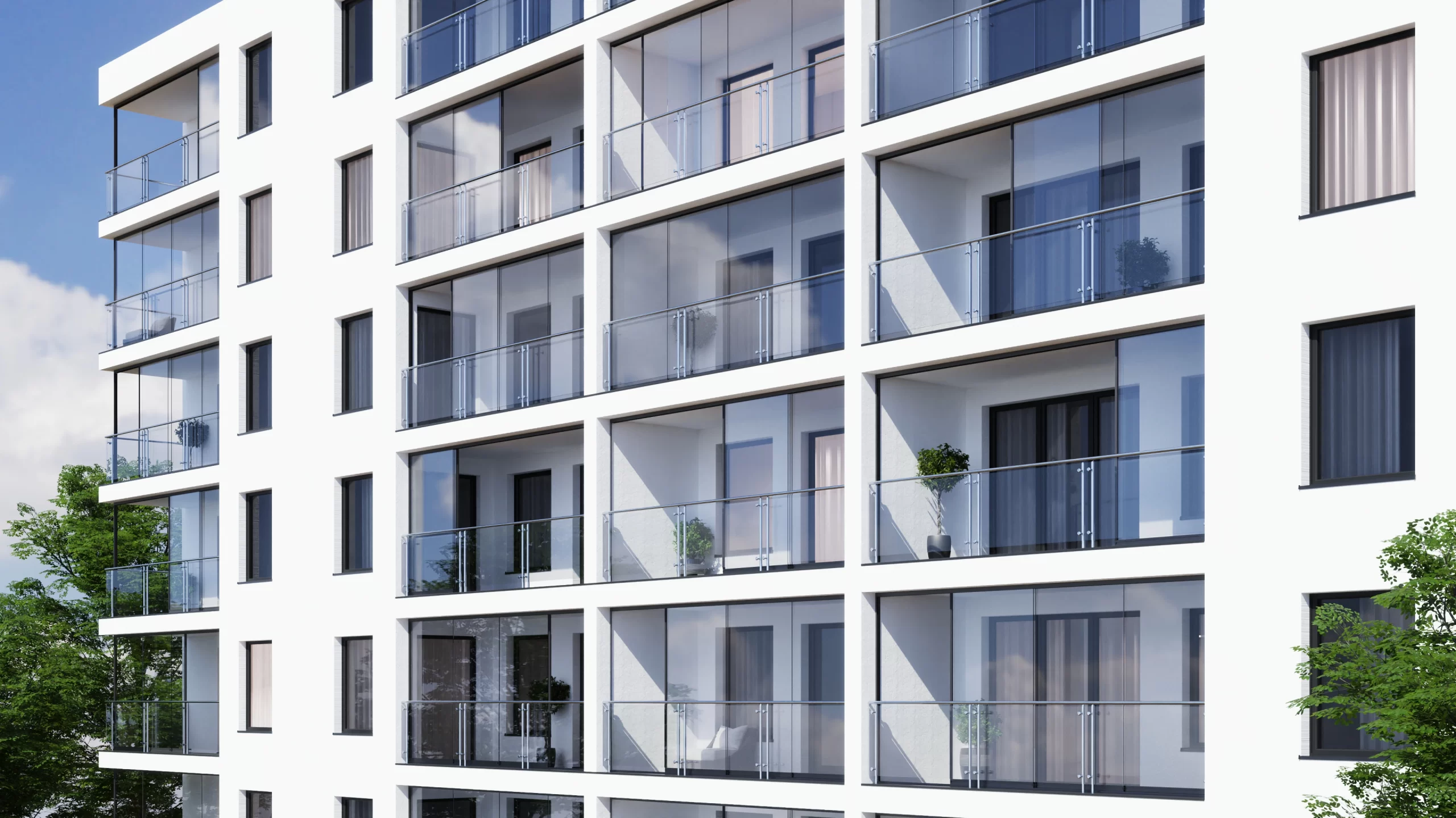 Panele szklane wizualizacja 3D