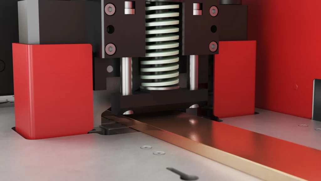 Urzadzenie do obrobki szyn pradowych - cięcie Urządzenie Erko - obróbka szyn prądowych