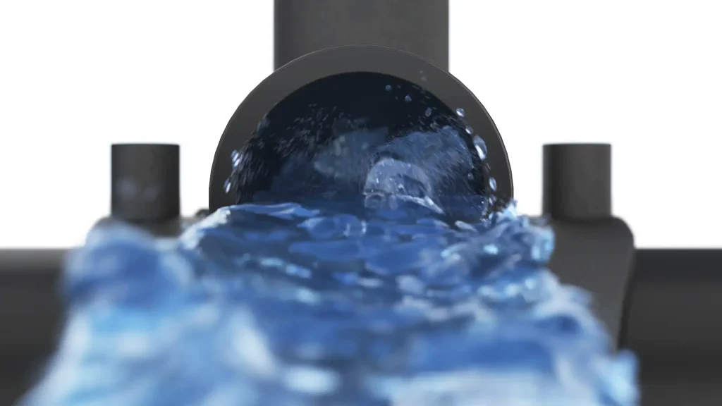 Fox Tapping Tee Animacja techniczna 3D 011 Animacja 3D przepływ wody