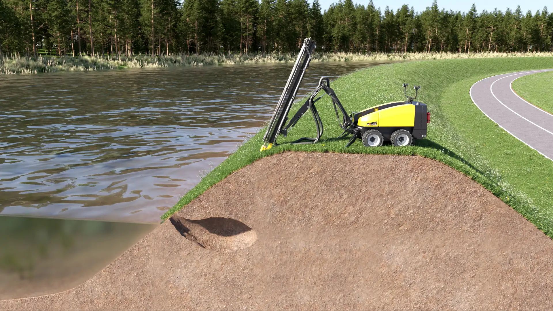 Przekrój - pokazanie technologii uszczelniania wału