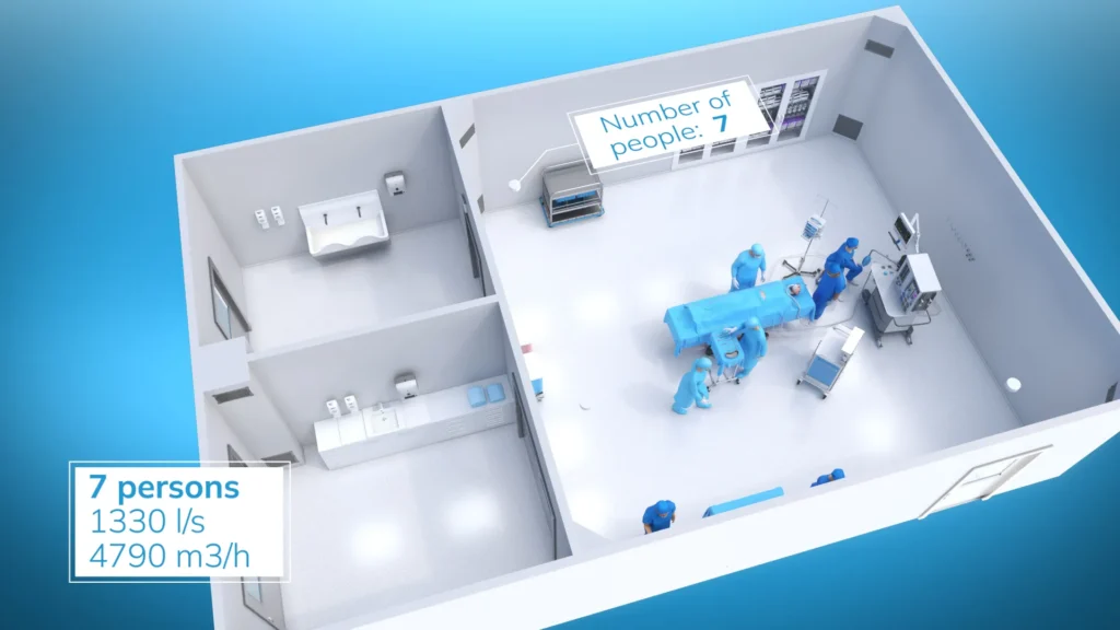 Medyczne Animacje 3D Sala Operacyjna Halton 3vo Studio 001c System wentylacji Halton Vita OR Space - Animacja 3D medyczna