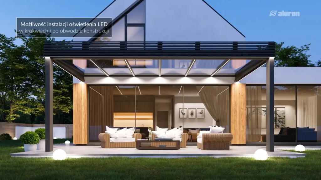 Animacje 3D Wizualizacja pergoli 3vo Studio 004 Animacja 3D - ujęcie frontowe na ogród zimowy